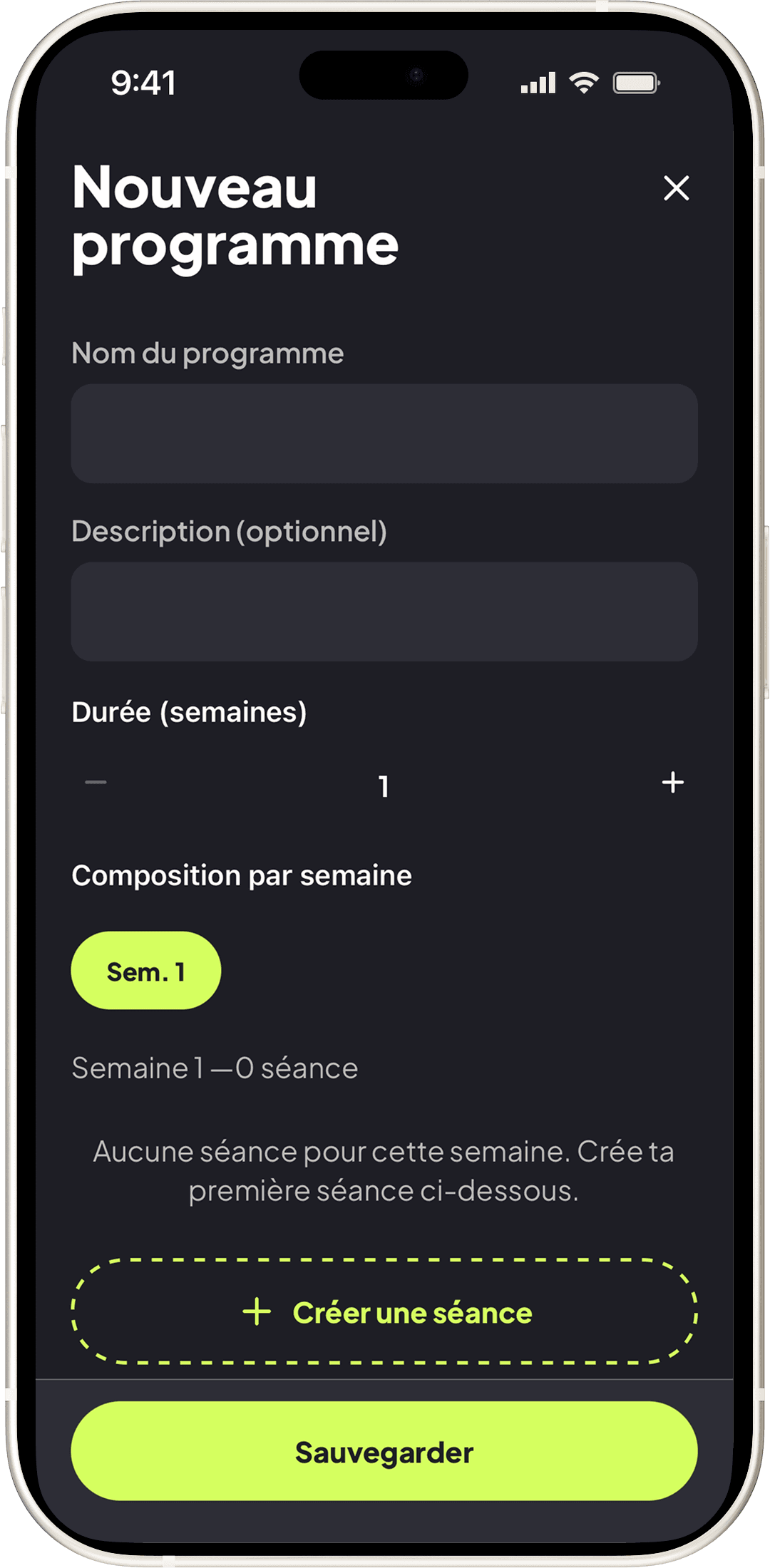 Création d’un programme personnalisé semaine par semaine